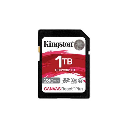 1 TB .SDXC karta Kingston . Canvas React Plus Class UHS-II U3 V60 ( r280MB/s, w150MB/s )