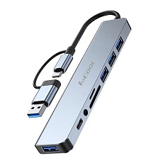 1stCOOL Aluminum 8-in-2 USB Hub (USB-C/USB-A to USB 3.0, USB-C, Card Reader, Audio)