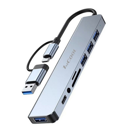 1stCOOL Aluminum 8-in-2 USB Hub (USB-C/USB-A to USB 3.0, USB-C, Card Reader, Audio) 1stCOOL Aluminum 8-in-2 USB Hub (USB-C/USB-A to USB 3.0, USB-C, Card Reader, Audio)