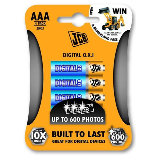 JCB OXI DIGITAL alkalická batéria LR03/AAA, blister 4 ks