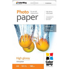 Photo paper ColorWay high glossy 180g/m2, A4, 50pc. (PG180050A4)