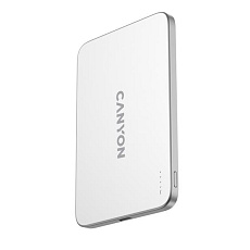 Canyon OnCharge 503, Powerbank, 3 000 mAh,in: USB-C 10W,out: USB-C 10W+Wireless 7.5W, ultratenká, hliníková, strieborná