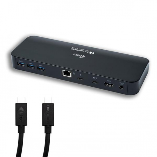 i-tec Thunderbolt 3 Dual 4K Docking Station + USB-C to DP Cable (1,5 m) with Power Delivery 85W + Two TB3 Cables: 150cm & 70cm