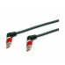 Kábel USB 2.0 CM/CM Typ C 1m, High Speed, čierny/červený, uhľový 90°, otočné konektory