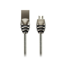 Canyon UM-5, 1m kábel micro-USB / USB 2.0, 5V/2A, priemer 3,5mm, metalicky opletený, tmavo-šedý