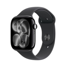 Apple Watch Series 11 GPS + Cellular 42mm Jet Black Aluminium Case with Black Sport Band - S/M