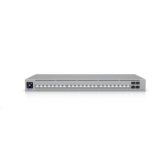 Ubiquiti Professional-grade, Layer 3 Etherlighting™ switch with (2) 10 GbE, (22) 2.5 GbE, and (4) 10G SFP+ ports Ubiquiti Professional-grade, Layer 3 Etherlighting™ switch with (2) 10 GbE, (22) 2.5 GbE, and (4) 10G SFP+ ports