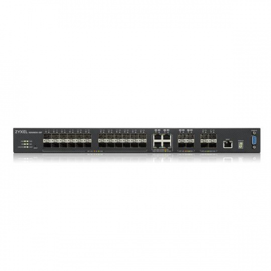 Zyxel XGS4600-32F L3 Managed Switch, 24 port Gig SFP, 4 dual pers.  and 4x 10G SFP+, stackable, dual PSU