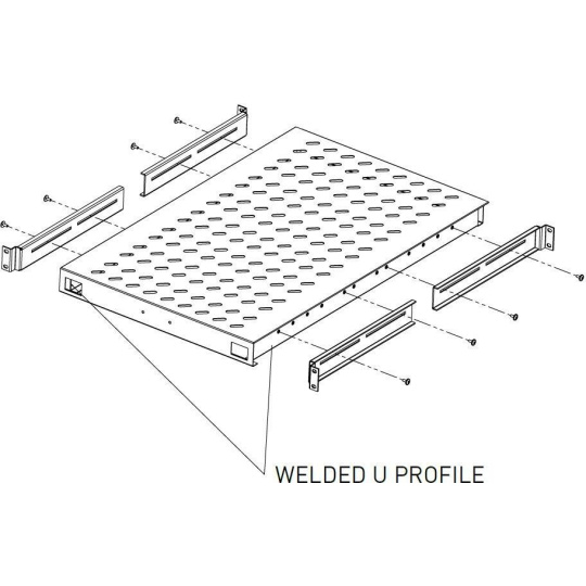 Legrand EVO polica 4-bodove uchytenie variabilna hlbka pre 800 mm rozv. nosnost 100kg