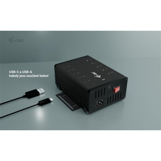 i-tec USB-C/USB-A Metal Charging+Data HUB, 15W per port, 10x USB-C, 180W