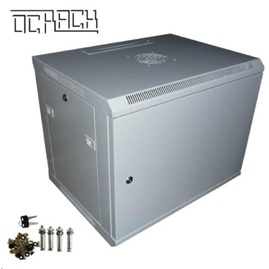 19" OCRACK OCC-15U-4P dátový rozvádzač nástenný 15U/450mm plechové dvere